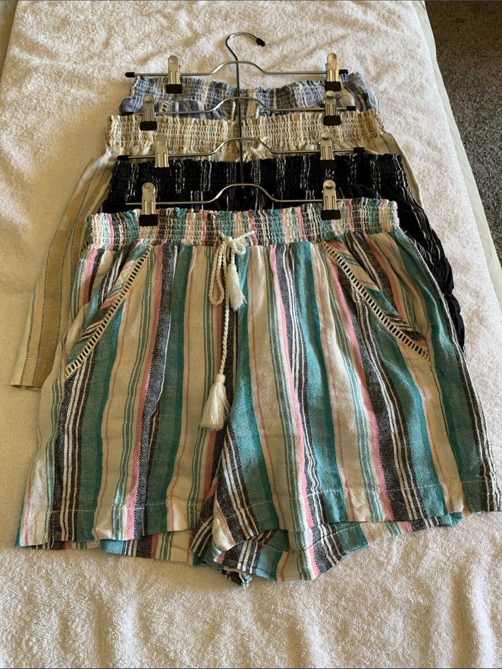 Briggs New York Teal Pink Cream Striped Drawstring Women's Shorts